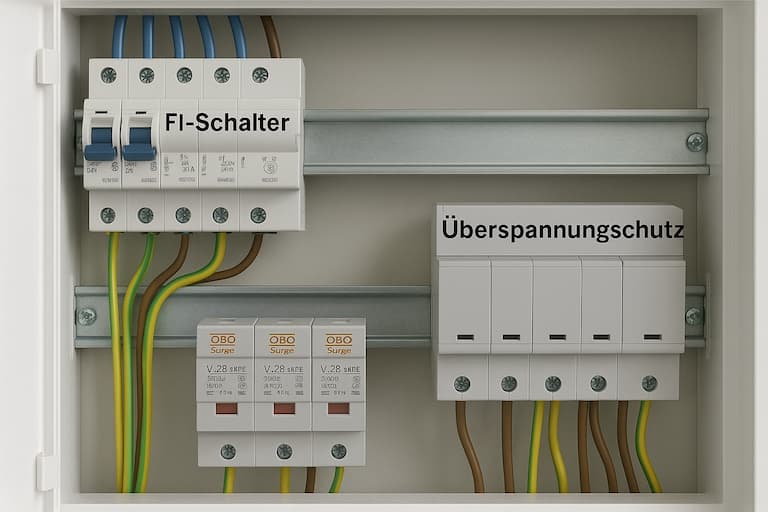 FI-Schalter und Überspannungsschutz in der Hausverteilung