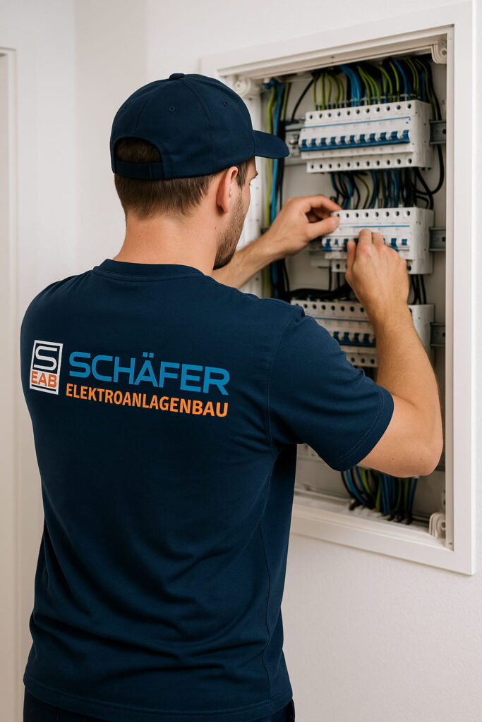 Elektriker & Elektromeisterbetrieb in Hamburg – Schäfer Elektroanlagenbau 2 Elektriker Hamburg – Fachgerechte Arbeit am Verteilerkasten durch Schäfer Elektroanlagenbau für sichere Elektroinstallationen